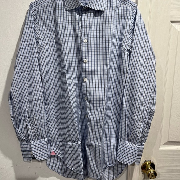 Thomas Pink men’s Blue Dress Shirt Classic Gingham size 15,5 # 120 - Picture 2 of 7